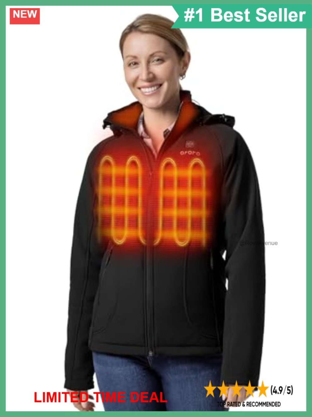 Women's Classic Heated Shell Jacket Battery 4-Zone Warmth Detachable Hood